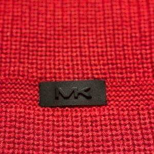 Michael Kors Sweater Knit Neck Warmer Scarf Red